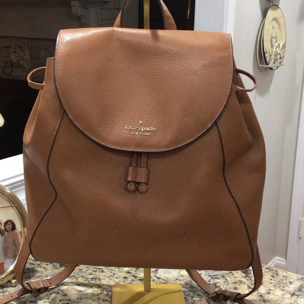 Kate Spade Leila Saffiano Leather Backpack Tan